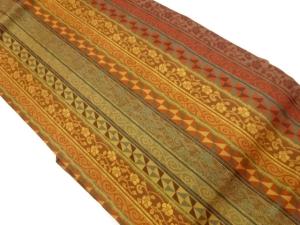 縞に花唐草・幾何学模様織出し名古屋帯